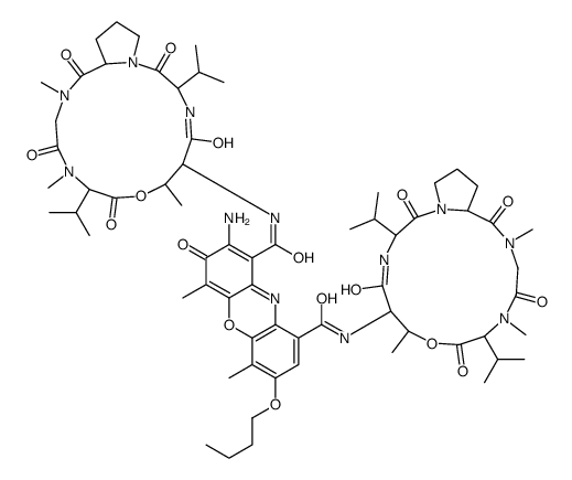 2-amino-7-butoxy-4,6-dimethyl-3-oxo-1-N,9-N-bis[7,11,14-trimethyl-2,5,9,12,15-pentaoxo-3,10-di(propan-2-yl)-8-oxa-1,4,11,14-tetrazabicyclo[14.3.0]nonadecan-6-yl]phenoxazine-1,9-dicarboxamide Structure