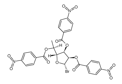 6-deoxy-2,3,5-tris-O-(p-nitrobenzoyl)-α-L-talofuranosyl bromide结构式