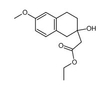 ethyl 2-hydroxy-6-methoxy-1,2,3,4-tetrahydronaphthalene-2-acetate结构式