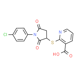 2-{[1-(4-chlorophenyl)-2,5-dioxopyrrolidin-3-yl]sulfanyl}pyridine-3-carboxylic acid Structure