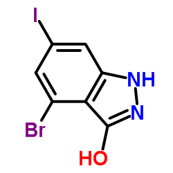 4-BROMO-6-IODO-3-HYDROXY (1H)INDAZOLE结构式