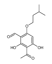 3-acetyl-2,4-dihydroxy-6-(3-methylbutoxy)benzaldehyde Structure