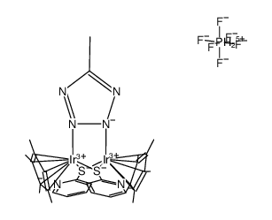 [((η5-pentamethylcyclopentadienyl)Ir)2(μ-2-pyridinethiolate-κS:κS)2(μ-MeCN4-κN(2):κN(3))]PF6结构式