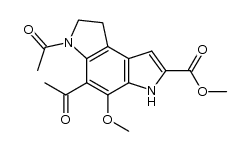 methyl 3,4-diacetyl-1,2-dihydro-3H-5-methoxypyrrolo[3,2-e]indole-7-carboxylate结构式