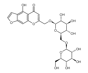 7-[(O-β-D-glucopyranosyl-(1->6)-β-D-glucopyranosyl)oxy]methyl-4-hydroxy-5H-furo[3,2-g][1]benzopyran-5-one结构式