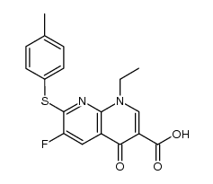 1-ethyl-6-fluoro-1,4-dihydro-4-oxo-7-(p-tolylthio)-1,8-naphthyridine-3-carboxylic acid Structure