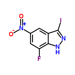 7-Fluoro-3-iodo-5-nitro-1H-indazole结构式
