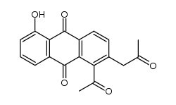 1-acetyl-5-hydroxy-2-(2-oxopropyl)anthraquinone Structure