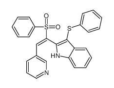 2-[1-(benzenesulfonyl)-2-pyridin-3-ylethenyl]-3-phenylsulfanyl-1H-indole结构式