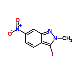 3-iodo-2-methyl-6-nitro-indazole structure