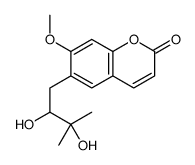 6-(2,3-dihydroxy-3-methylbutyl)-7-methoxychromen-2-one结构式