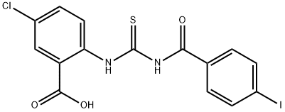 5-chloro-2-[[[(4-iodobenzoyl)amino]thioxomethyl]amino]-benzoic acid structure