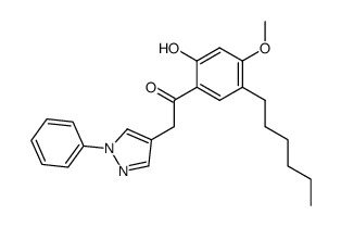 1-(5-hexyl-2-hydroxy-4-methoxy-phenyl)-2-(1-phenyl-1H-pyrazol-4-yl)-ethanone结构式
