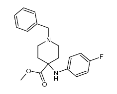 1-benzyl-4-(4-fluoro-anilino)-piperidine-4-carboxylic acid methyl ester Structure