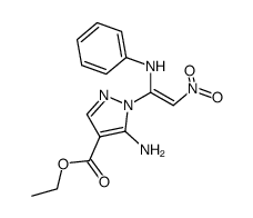 5-amino-1-(1-anilino-2-nitro-vinyl)-1H-pyrazole-4-carboxylic acid ethyl ester结构式