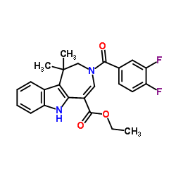 Azepino[4,5-b]indole-5-carboxylic acid,3-(3,4-difluorobenzoyl)-1,2,3,6-tetrahydro-1,1-dimethyl-,ethylester structure