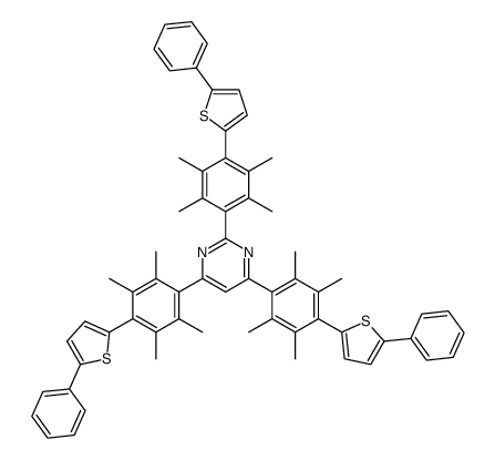 2,4,6-tris[2,3,5,6-tetramethyl-4-(5-phenylthiophen-2-yl)phenyl]pyrimidine Structure
