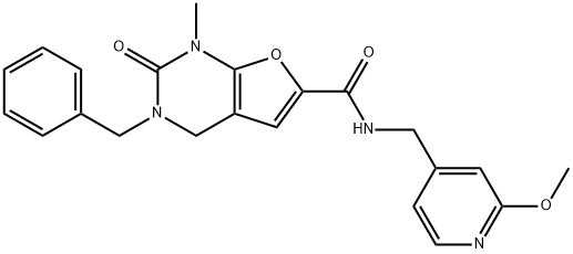 Furo[2,3-d]pyrimidine-6-carboxamide,1,2,3,4-tetrahydro-N-[(2-methoxy-4-pyridinyl)methyl]-1-methyl-2-oxo-3-(phenylmethyl)-结构式