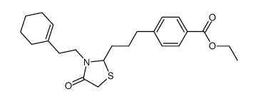 ethyl 4-{3-[3-(2-(1-Cyclohexenyl)ethyl)-4-oxo-2-thiazolidinyl]propyl}benzoate结构式