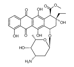 7-O-(3-Amino-2,3,6-trideoxy-α-L-lyxo-hexopyranosyl)-ε-rhodomycinone结构式