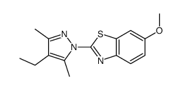 2-(4-ethyl-3,5-dimethylpyrazol-1-yl)-6-methoxy-1,3-benzothiazole结构式