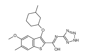 5-甲氧基-6-甲基-3-((3-甲基环己基)氧基)-n-(2H-四唑-5-基)苯并[b]噻吩-2-羧酰胺结构式