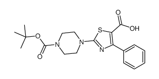 2-(4-{[(2-Methyl-2-propanyl)oxy]carbonyl}-1-piperazinyl)-4-phenyl -1,3-thiazole-5-carboxylic acid Structure