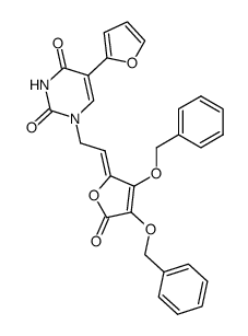 1-{2-[3,4-Bis-benzyloxy-5-oxo-5H-furan-(2Z)-ylidene]-ethyl}-5-furan-2-yl-1H-pyrimidine-2,4-dione Structure
