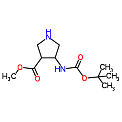 methyl 4-[(2-methylpropan-2-yl)oxycarbonylamino]pyrrolidine-3-carboxylate结构式