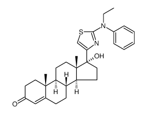 Androst-4-en-3-one, 17Β-[2-(N-ethylanilino)-4-thiazolyl]-17-hydroxy Structure