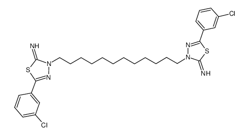 3,3-(1,12-dodecanediyl) bis-[5-(3-chlorophenyl)-1,3,4-thiadiazol-2(3H)-imine]结构式
