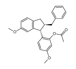 Acetic acid 2-((1S,2R)-2-benzyl-6-methoxy-indan-1-yl)-5-methoxy-phenyl ester Structure