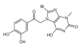 8-bromo-7-[2-(3,4-dihydroxyphenyl)-2-oxoethyl]-3-methylpurine-2,6-dione结构式