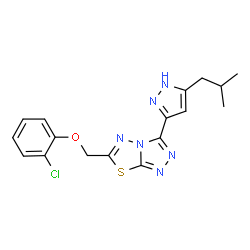 6-[(2-chlorophenoxy)methyl]-3-[5-(2-methylpropyl)-1H-pyrazol-3-yl][1,2,4]triazolo[3,4-b][1,3,4]thiadiazole结构式