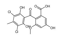 2-(3,5-dichloro-2,6-dihydroxy-4-methylbenzoyl)-5-hydroxy-3-methoxybenzoic acid结构式