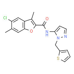 5-chloro-3,6-dimethyl-N-[1-(thiophen-2-ylmethyl)-1H-pyrazol-5-yl]-1-benzofuran-2-carboxamide Structure