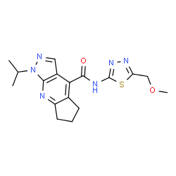 N-[(2E)-5-(methoxymethyl)-1,3,4-thiadiazol-2(3H)-ylidene]-1-(propan-2-yl)-1,5,6,7-tetrahydrocyclopenta[b]pyrazolo[4,3-e]pyridine-4-carboxamide结构式