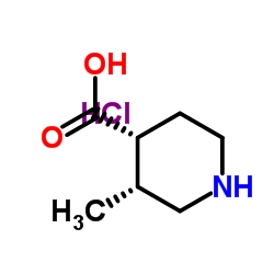 (3R,4R)-3-Methyl-4-piperidinecarboxylic acid hydrochloride (1:1) Structure