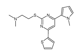 2-<<2'''-(dimethylamino)ethyl>thio>-4-(1'-methylpyrol-2'-yl)-6-thien-2''-ylpyrimidine结构式