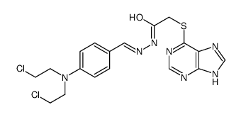 N-[(E)-[4-[bis(2-chloroethyl)amino]phenyl]methylideneamino]-2-(7H-purin-6-ylsulfanyl)acetamide结构式