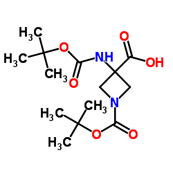 1-[(tert-butoxy)carbonyl]-3-{[(tert-butoxy)carbonyl]amino}azetidine-3-carboxylic acid structure