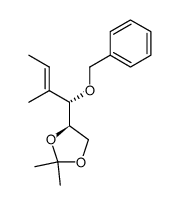 (E)-(2R,3S)-1,2-O-isopropylidene-3-benzyloxy-4-methyl-hex-4-ene-1,2-diol结构式