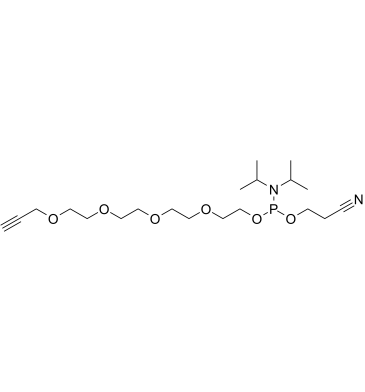 Propargyl-PEG5-1-o-(b-cyanoethyl-n,n-diisopropyl)phosphoramidite Structure
