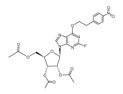 2',3',5'-tris-O-acetyl-2-fluoro-O6-[2-(4-nitrophenyl)ethyl]inosine Structure