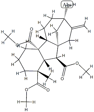 7-Hydroxy-1-methyl-8-methylenegibbane-1α,4aα,10β-tricarboxylic acid trimethyl ester结构式