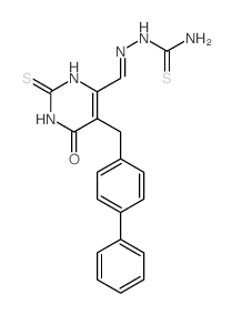 Hydrazinecarbothioamide,2-[[5-([1,1'-biphenyl]-4-ylmethyl)-1,2,3,6-tetrahydro-6-oxo-2-thioxo-4-pyrimidinyl]methylene]- Structure