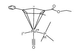 (S*(Cp),S*(Ru))-[(η5-C5H2(Me)(Ph)(COOEt))Ru(CO)(PMe3)I] Structure
