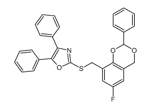 2-[(6-fluoro-2-phenyl-4H-1,3-benzodioxin-8-yl)methylsulfanyl]-4,5-diphenyl-1,3-oxazole Structure