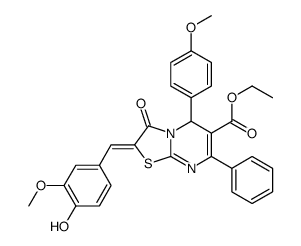 ethyl (2Z)-2-[(4-hydroxy-3-methoxyphenyl)methylidene]-5-(4-methoxyphenyl)-3-oxo-7-phenyl-5H-[1,3]thiazolo[3,2-a]pyrimidine-6-carboxylate结构式