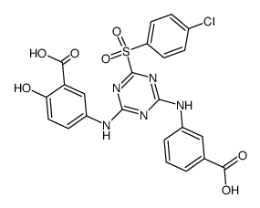 6-hydroxy-3,3'-[6-(4-chloro-benzenesulfonyl)-[1,3,5]triazine-2,4-diyldiamino]-bis-benzoic acid结构式